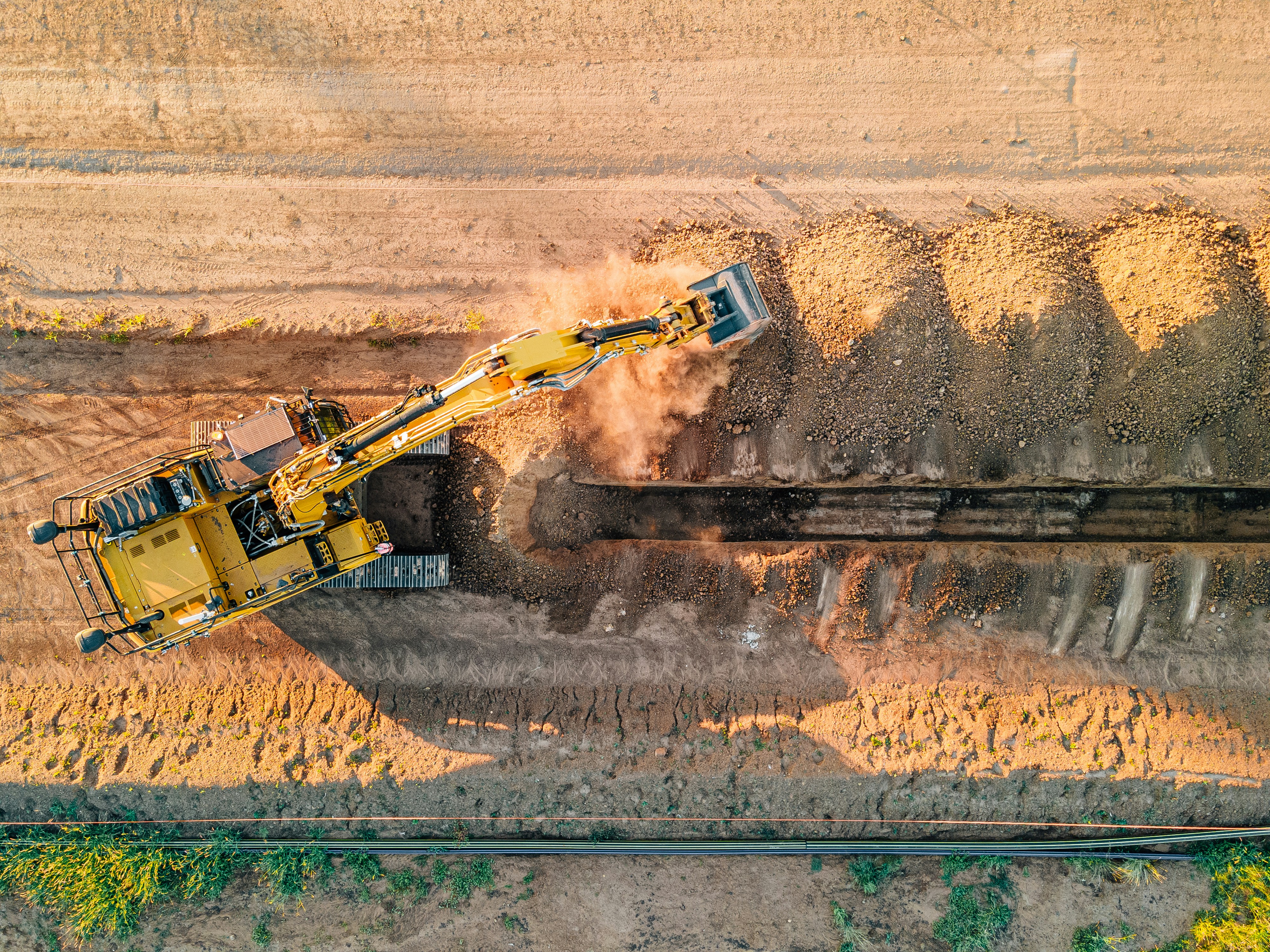 Heavy machinery on an active project